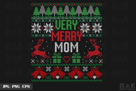 Merry Mom Christmas Ugly Sweater Graphics & T-Shirt Designs
