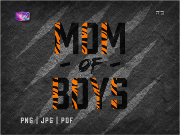 MOM of BOYS Tiger Print Graphics & Illustrations